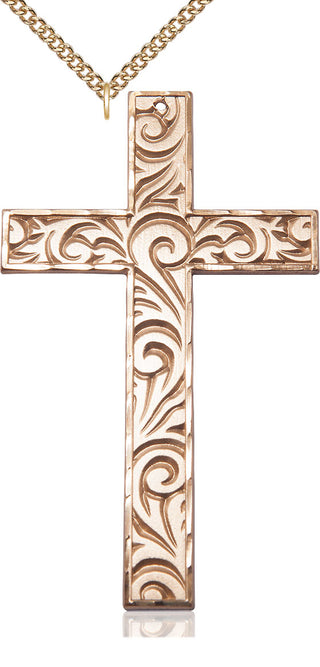 14kt Gold Filled Knurled Cross Medal Catholic Jewelry