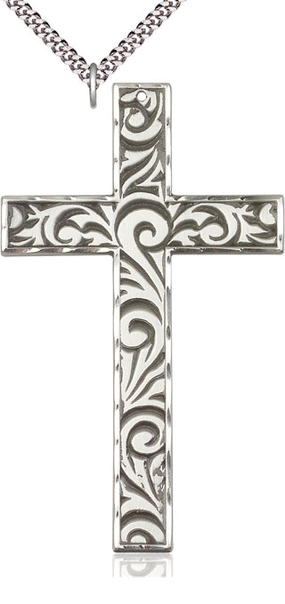 Sterling Silver Knurled Cross Medal Catholic Jewelry