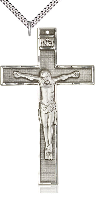 Sterling Silver Crucifix Medal Catholic Jewelry