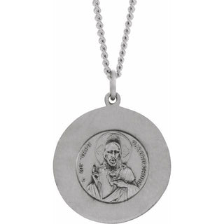 Sterling Silver 25 mm Round Scapular 18" Necklace