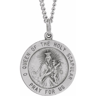 Sterling Silver 25 mm Round Scapular 18" Necklace