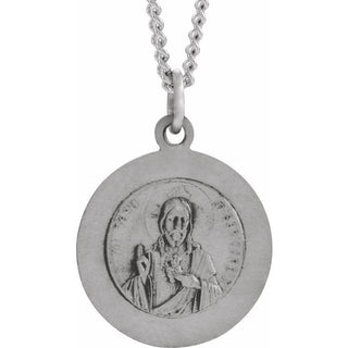 Sterling Silver 15 mm Round Scapular 18" Necklace