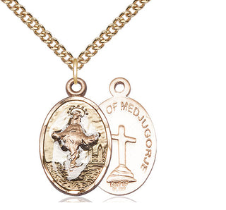 14kt Gold Our Lady of Medugorje Medal