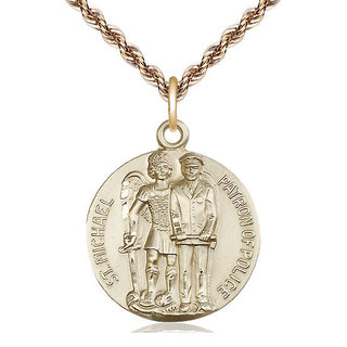 14kt Gold Filled Saint Michael the Archangel Medal Catholic Jewelry Engraved Catholic Saint Jewelry