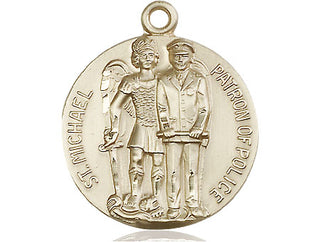 14kt Gold Saint Michael the Archangel Medal Engraved Catholic Saint Jewelry