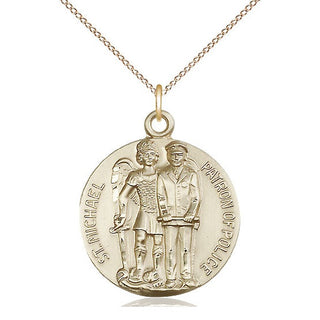 14kt Gold Saint Michael the Archangel Medal Engraved Catholic Saint Jewelry