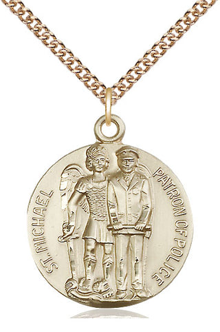 14kt Gold Saint Michael the Archangel Medal Engraved Catholic Saint Jewelry