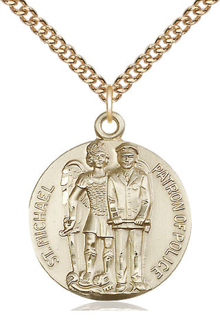 14kt Gold Saint Michael the Archangel Medal Engraved Catholic Saint Jewelry