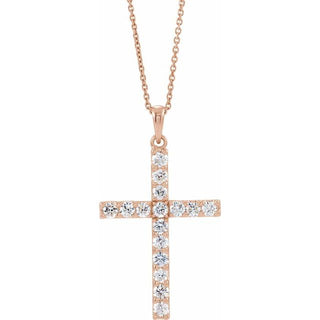 14K Rose 1/4 CTW Natural Diamond Cross 18" Necklace