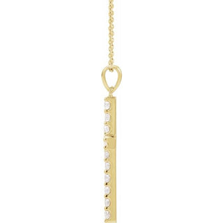 14K Yellow 1/10 CTW Lab-Grown Diamond Cross 18" Necklace