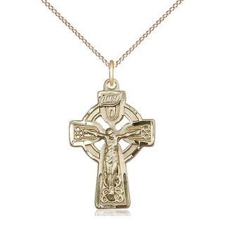 14kt Gold Filled Celtic Crucifix Medal Catholic Jewelry