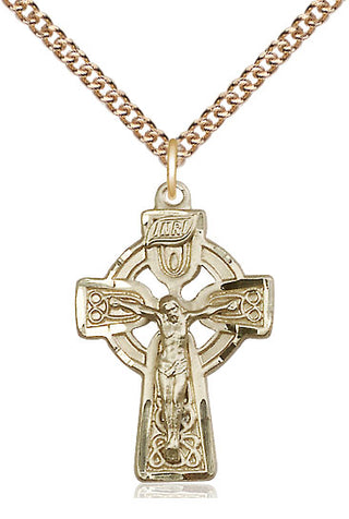 14kt Gold Filled Celtic Crucifix Medal Catholic Jewelry