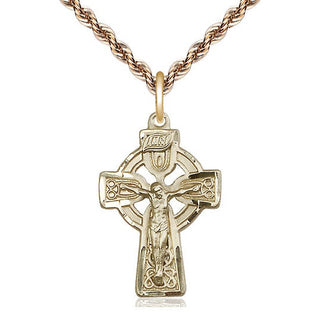 14kt Gold Filled Celtic Crucifix Medal Catholic Jewelry