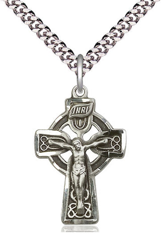 Pewter Celtic Crucifix Medal Catholic Jewelry