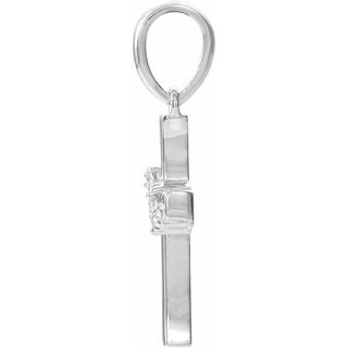 14K White .06 CTW Natural Diamond Cluster Cross Pendant