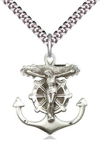 Sterling Silver Anchor Crucifix Medal Catholic Jewelry