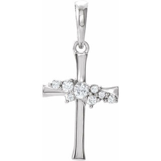 Platinum .06 CTW Natural Diamond Cluster Cross Pendant