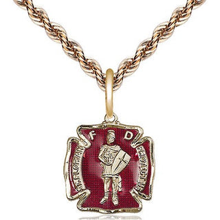 14kt Gold Saint Florian Medal Engraved Catholic Saint Jewelry
