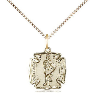 14kt Gold Saint Florian Medal Engraved Catholic Saint Jewelry