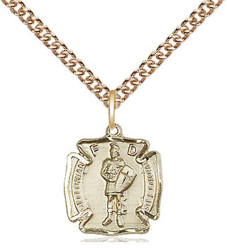 14kt Gold Saint Florian Medal Engraved Catholic Saint Jewelry
