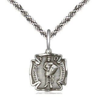 Sterling Silver Saint Florian Medal Religious and Catholic Jewelry Engraved Catholic Saint Jewelry