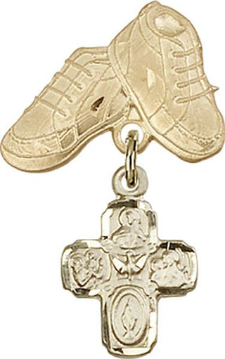 14kt Gold Baby Boots 4-Way Baby Badge