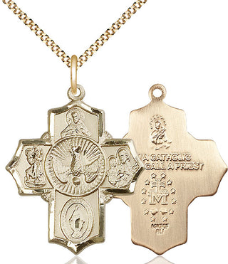 14kt Gold Filled 5-Way Medal Catholic Jewelry