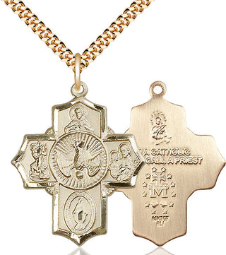 14kt Gold Filled 5-Way Medal Catholic Jewelry