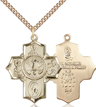 14kt Gold Filled 5-Way Medal Catholic Jewelry