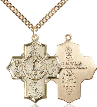 14kt Gold Filled 5-Way Medal Catholic Jewelry