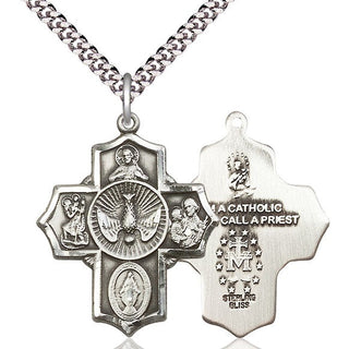 Sterling Silver 5-Way Medal Catholic Jewelry