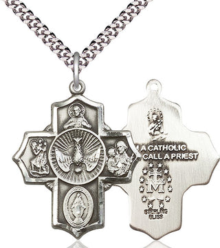 Sterling Silver 5-Way Medal Catholic Jewelry