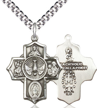Sterling Silver 5-Way Medal Catholic Jewelry