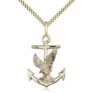 14kt Gold Filled Anchor Eagle Medal Catholic Jewelry