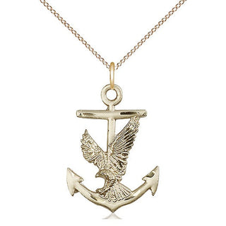 14kt Gold Filled Anchor Eagle Medal Catholic Jewelry