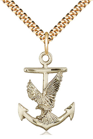 14kt Gold Filled Anchor Eagle Medal Catholic Jewelry