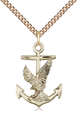 14kt Gold Filled Anchor Eagle Medal Catholic Jewelry