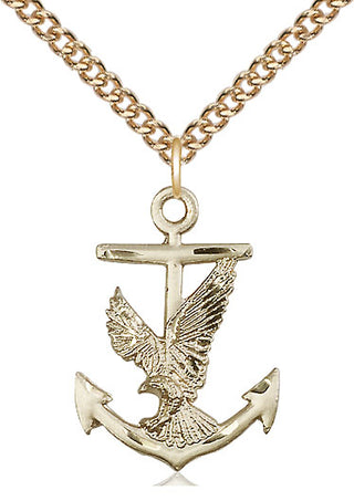 14kt Gold Filled Anchor Eagle Medal Catholic Jewelry