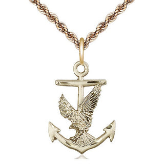 14kt Gold Filled Anchor Eagle Medal Catholic Jewelry