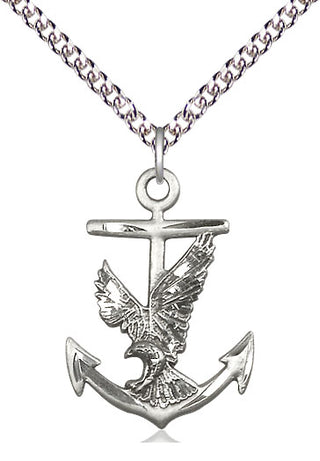Sterling Silver Anchor Eagle Medal Catholic Jewelry