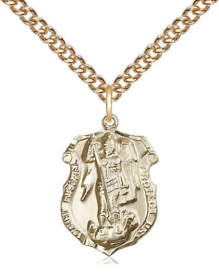 14kt Gold Filled Saint Michael the Archangel Shield Medal Religious Jewelry Engraved Catholic Saint Jewelry