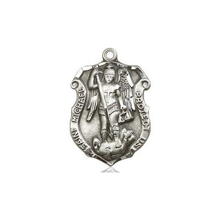 Pewter Saint Michael the Archangel Shield Medal Engraved Catholic Saint Jewelry