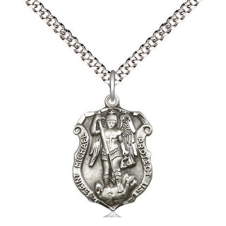 Pewter Saint Michael the Archangel Shield Medal Religious Jewelry Engraved Catholic Saint Jewelry