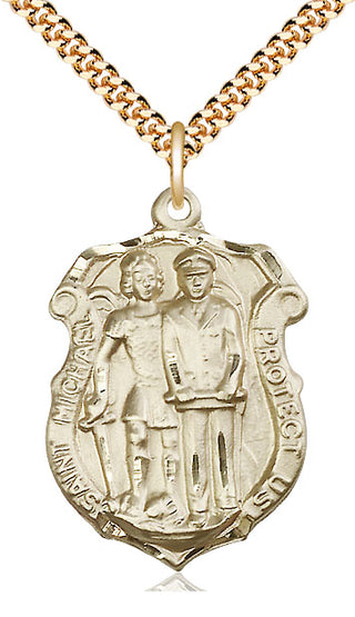 14kt Gold Filled Saint Michael the Archangel Police Shield Medal Catholic Jewelry Engraved Catholic Saint Jewelry