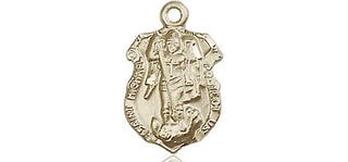 14kt Gold Filled Saint Michael the Archangel Shield Medal Engraved Catholic Saint Jewelry