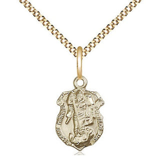 14kt Gold Filled Saint Michael the Archangel Shield Medal Religious and Catholic Jewelry Engraved Catholic Saint Jewelry
