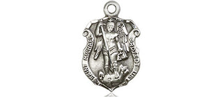 Pewter Saint Michael the Archangel Shield Medal Engraved Catholic Saint Jewelry