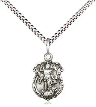Pewter Saint Michael the Archangel Shield Medal Religious and Catholic Jewelry Engraved Catholic Saint Jewelry