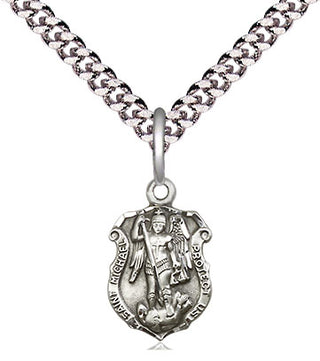 Pewter Saint Michael the Archangel Shield Medal Religious and Catholic Jewelry Engraved Catholic Saint Jewelry