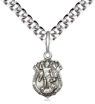 Pewter Saint Michael the Archangel Shield Medal Religious and Catholic Jewelry Engraved Catholic Saint Jewelry